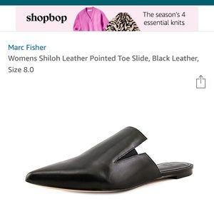 Black Leather pointy-toe sliders!